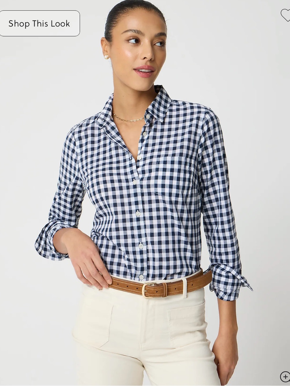 Classic Navy Gingham Button-Up Shirt - Women